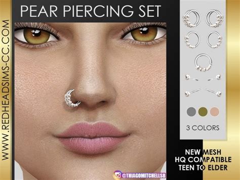 Pear Piercing Set By Thiago Mitchell At Redheadsims Sims 4 Updates