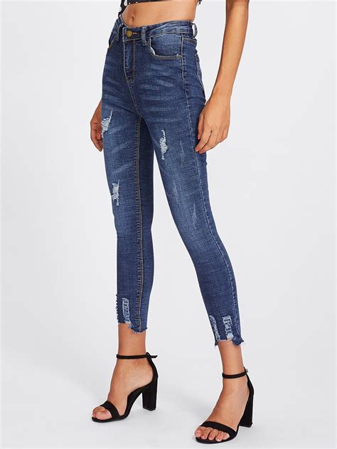 raw-hem-ripped-jeans-shein-sheinside-ripped-jeans,-jeans,-ripped
