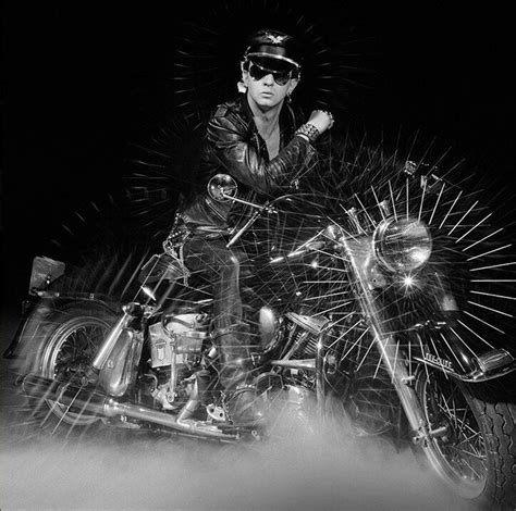 Rob Halford Of Judah Priest Riding His Motorcycle On Stage 1980s R
