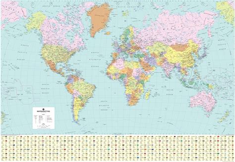 World Political Map Large Wall Map For Business Laminated Amazon