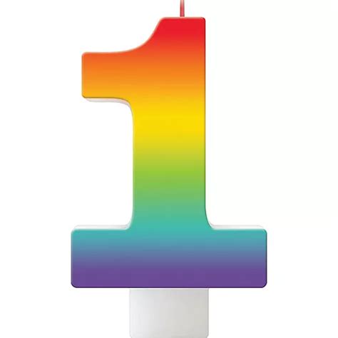 Rainbow Number 1 Birthday Candle 4 34in Party City