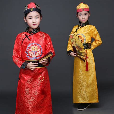 Children The Qing Dynasty Costume Boy Child Chinese Hanfu With Hat