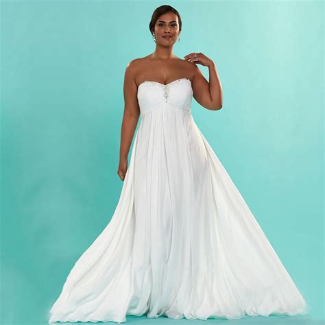 sexy ivory beaded chiffon plus size wedding dresses pleat strapless wedding dress plus size