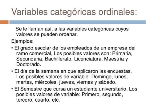 Ejemplos De Variables Categoricas Nominales Y Ordinales Opciones De Images