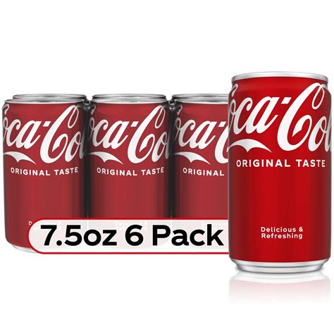 Coca Cola Mini Soda Pop Soft Drink 75 Fl Oz 6 Pack Cans