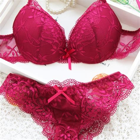 Women Lady Cute Sexy Underwear Satin Lace Embroidery Bra Sets With Panties In Bra Brief