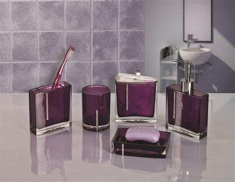 Each set comes with 5 piece, including soap dish, lotion pump, tumbler, toothbrush holder, and tray. Purple Cheap Clear Acrylic Bathroom Accessories Sets - Buy ...