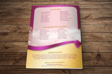 Pink Ribbon Funeral Program Publisher Template On Behance