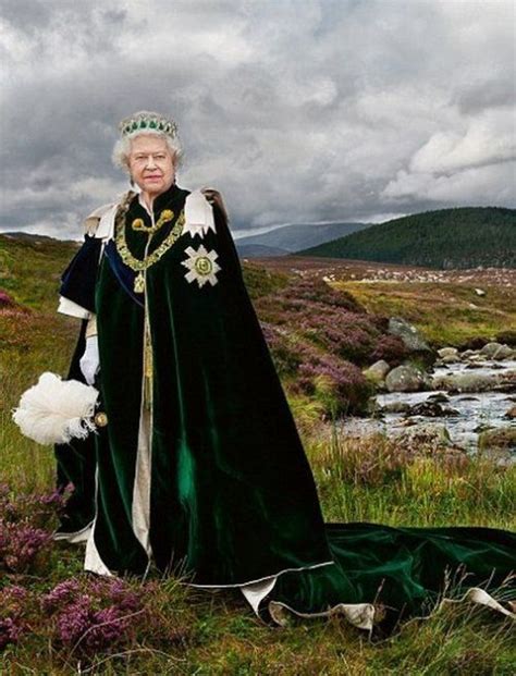 Her Majesty Wearing The Robes Of The Most Ancient And Most Noble Order