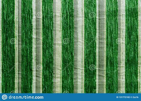 Green Striped Synthetic Woven Upholstery Fabric Close Up Texture And