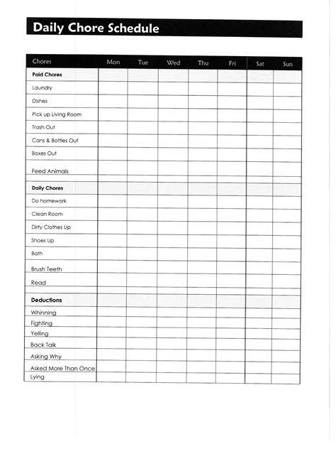 House Cleaning House Cleaning Chore List Printable For Kids