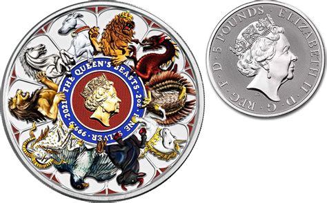 Großbritannien 2021 Royal Mint Queens Beasts Completer Coin Colorized