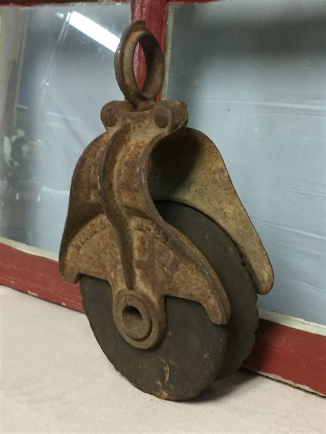 Myers H 299 Cast Iron Pulley With Wooden Wheel Block And Tackle Barn