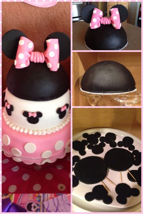 Take a second to think. Fondant Minnie Mouse cake... Black fondant achieved my ...