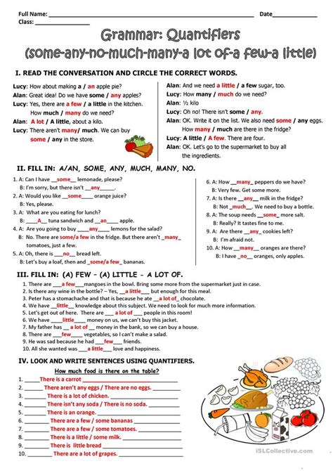 A word or phrase that is used before a noun to show the amount of it that is being considered…. Quantifiers - English ESL Worksheets for distance learning ...