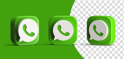 Premium Psd Glossy Whatsapp Button Social Media Logo Icon Set 3d
