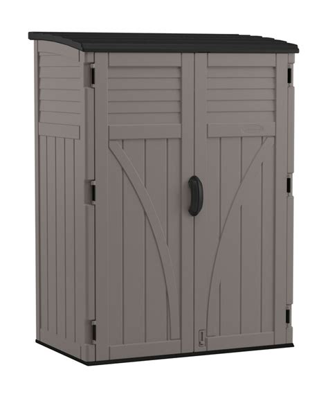 Our 8x4 spacesaver outdoor tool shed is a great option for those looking to maximize their storage do you a need a tool shed but can't use up too much space? Suncast 4 ft. 5 in. W x 2 ft. 9 in. D Plastic Vertical ...