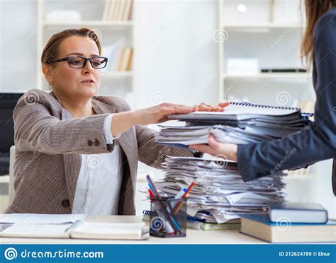 Businesswoman Very Busy With Ongoing Paperwork Stock Image Image Of