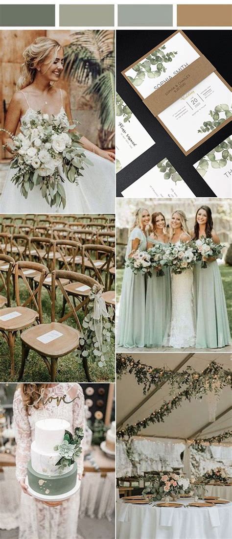 chic rustic green and gold wedding color ideas with matched wedding