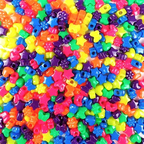 Plastic Pony Bead Shapes Mix Neon Colors 65 Grams Pony Bead Store