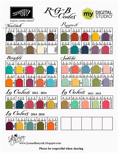 Rgb Color Codes Stampin Up Color Coding