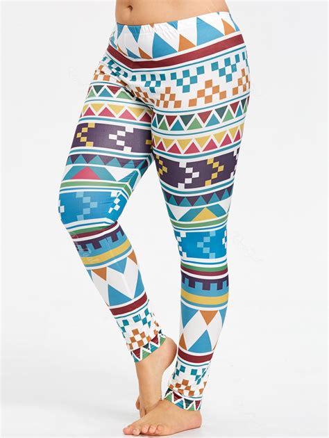 25 Off Plus Size Geometric Pattern Workout Tights Rosegal