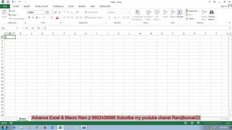 How To Create Table Excel Sheet With Vba Youtube