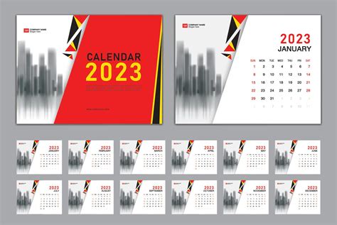 Calendar 2023 Template Set Vector Week Starts Sunday Set Of 12 Month