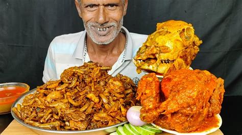 ASMR Eating Crispy Mutton Boti Fry Big Goat Head Curry Whole Chicken Curry With Rice Real