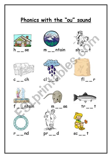 Phonics With The Ou Sound Esl Worksheet By Gerbrandeeckhout