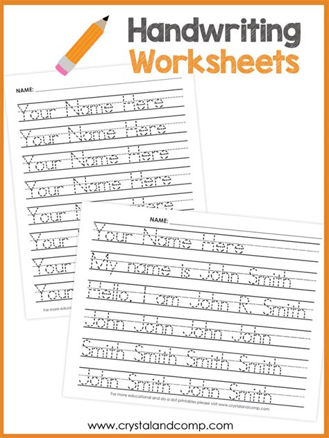 Printable cursive writing worksheets teach how to write in cursive handwriting. Name Handwriting Worksheets