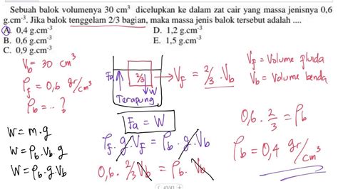 Menghitung Massa Jenis Balok Yang Terapung 2 3 Bagian YouTube