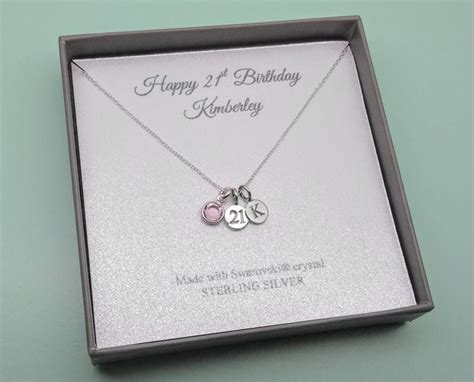 21st Birthday Sterling Silver Message Pendant Necklace 21 Etsy