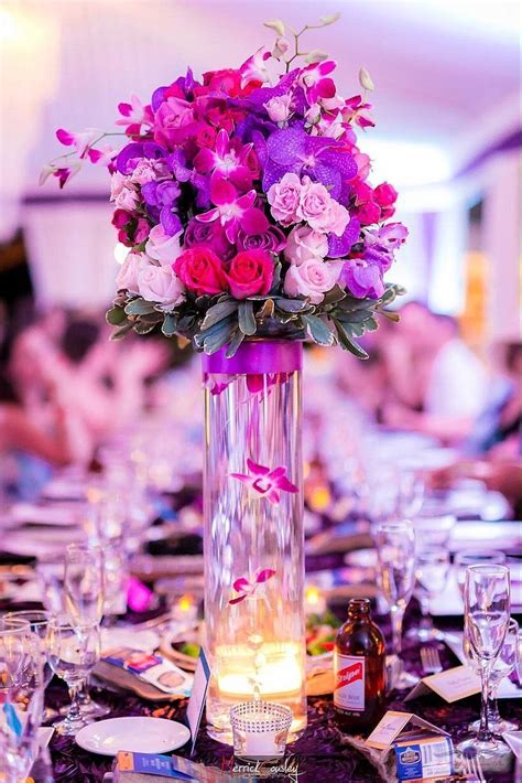 Tall Luxury Floating Purple Orchid Centrepiece Orchid Centerpieces