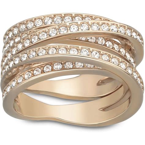 Ladies Swarovski Jewellery Pvd Rose Plating Spiral Ring 52 5063923