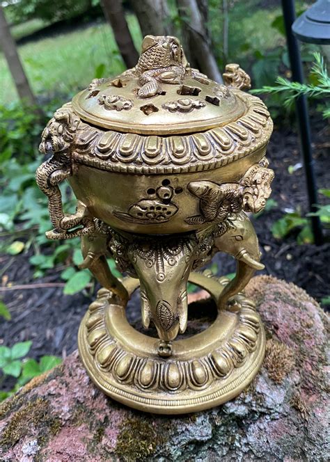 Tibetan Incense Burner with Kit, Heavy Solid Brass, Complete Kit with ...