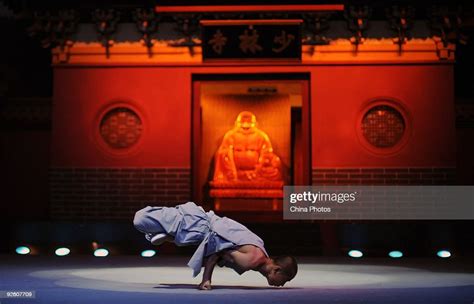 A Monk Performs Shaolin Kung Fu At The Shaolin Temple On October 31