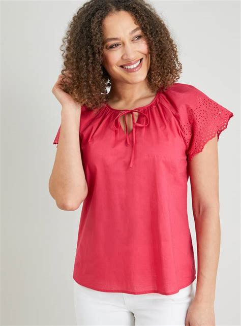 Buy Raspberry Broderie Sleeve Top 18 Shirts Argos