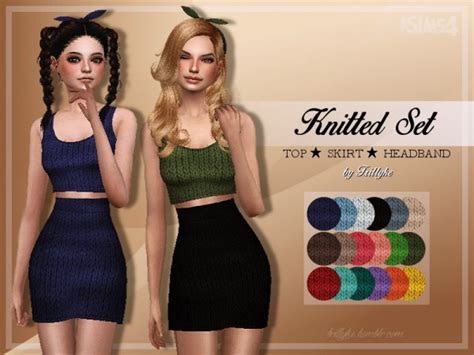 Trillyke Knitted Set Top Skirt Headband • Sims 4 Downloads