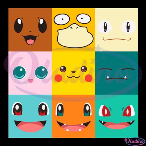 9 Pokemon Face Svg Digital File Pikachu Snorlax Birthday Svg