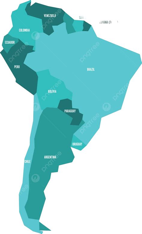 A Straightforward Political Map Of South America Depicted In Green Hues