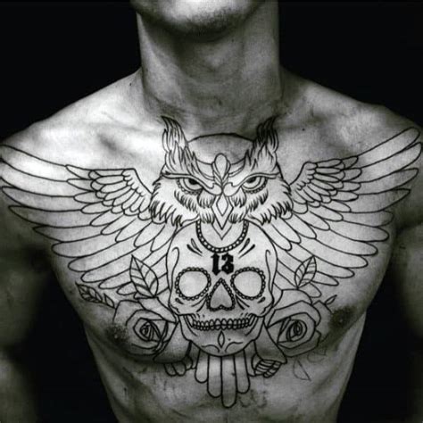 Owl Chest Tattoo Designs For Men Nocturnal Ink Ideas
