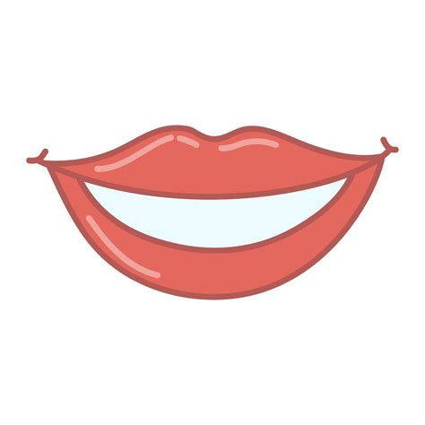 Boca Sonriente Labios Rojos Estilo De Dibujos Animados Vector Aislado