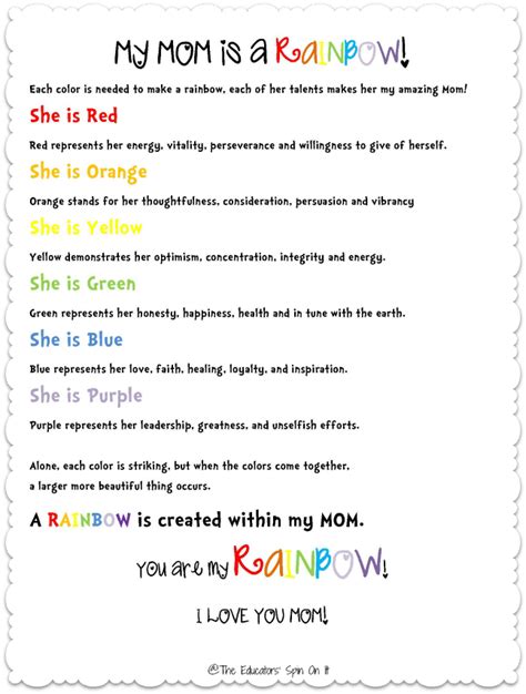 Mothers Day Poem And Craft The Educators Spin On It