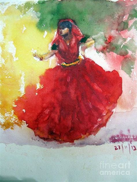 An Indian Dancer Painting By Asha Sudhaker Shenoy Fine Art America