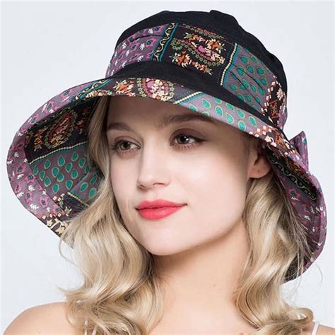 Womens New Vintage Style Patchwork Bucket Hat In 6 Colors Anti Uv