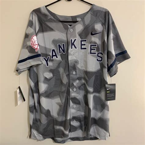 Nike New York Yankees Camo Gray Mlb Jersey Dri Fit New Mens L Ebay