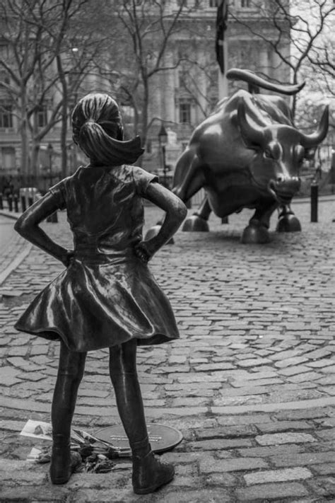 Fearless Girl Statue On Wall Street Charging Bull Statue Fidi Manhattan New York City