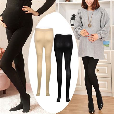 120d Women Pregnant Pantyhose Maternity Hosiery Solid Stockings Tights