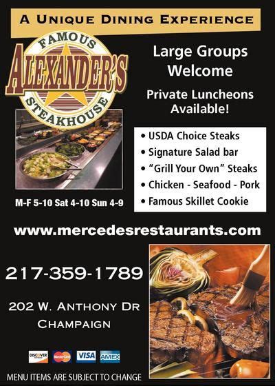 Indian restaurant · $$ · closed · 68 on yelp. Alexander's Steakhouse, Champaign, IL (east of Springfield ...